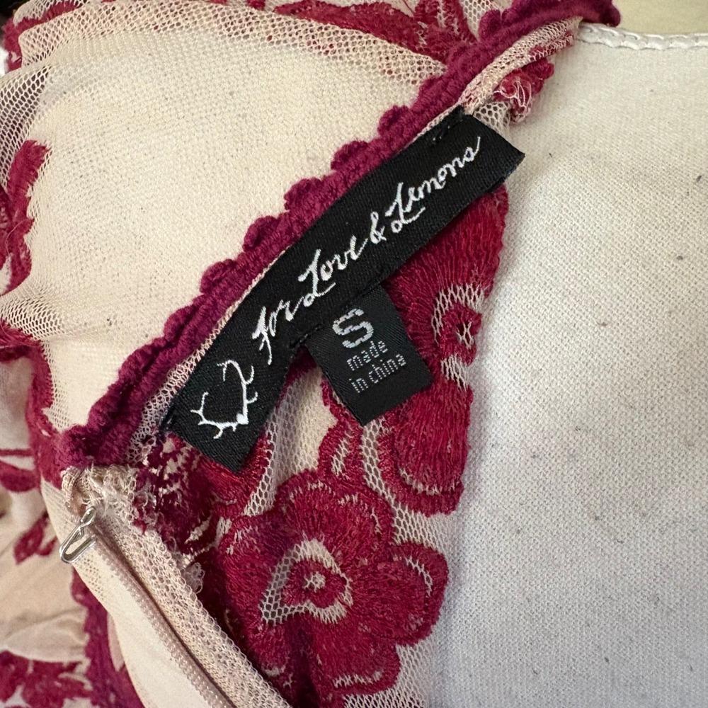 FOR LOVE & LEMONS Floral‎ Temecula Long Sleeve Sheer Maxi Dress Red Size Small - Picture 7 of 11